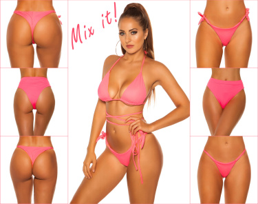 Mix it!!! triangel-bikini top om vast te binden neonkoraal-kleurig